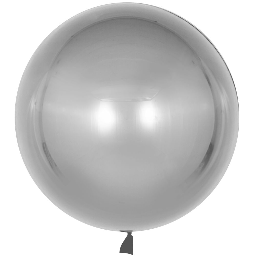 Шар с клапаном (18''/46 см) Сфера, Deco Bubble, Серебро, Хром, 1 шт.