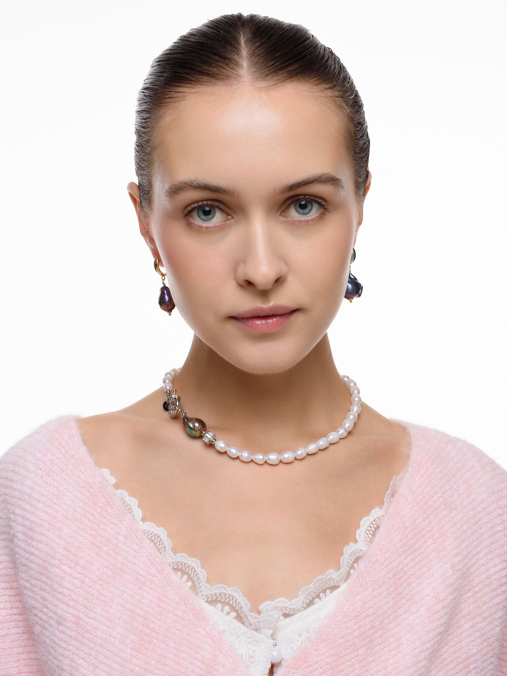 Колье "Petrol white" Silver