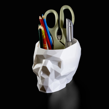 Череп-Ваза для конфет/карандашей, полигональная, 3D печать, белая