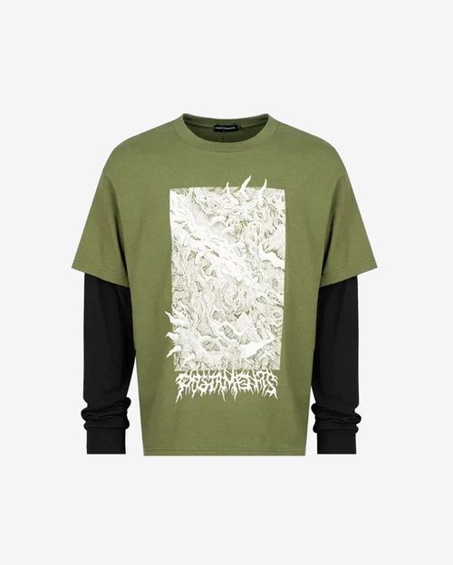 Лонгслив Postaments Spines хаки/черный