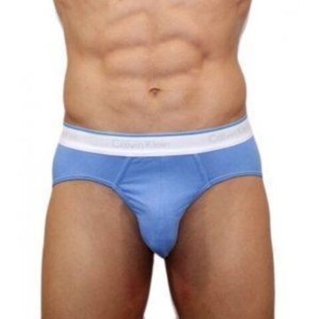 Мужские трусы брифы синие с белой резинкой Calvin Klein