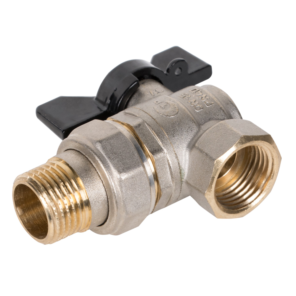 Кран шаровой латунный LD Pride 47.15.В-ГШ.У.Б Ду15 Ру40 угловой, вн-американка, (бабочка)