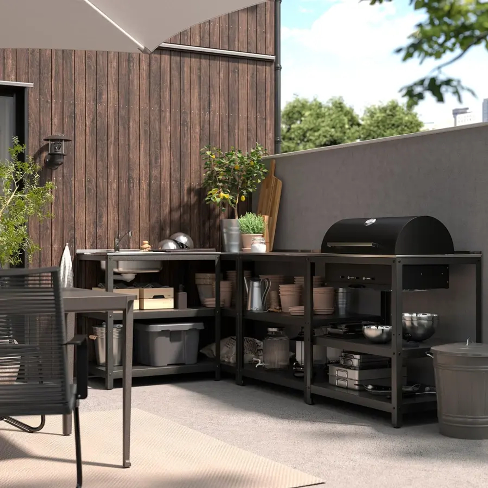 Кухонная мойка/угольный гриль Ogre - IKEA GRILLSKÄR, 114x158x157см, черный, ГРИЛЬШЭР ИКЕА