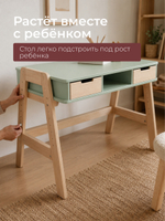 Стол письменный, 94х64х75, Чек, компьютерный, с ящиками, зеленый, Dipriz