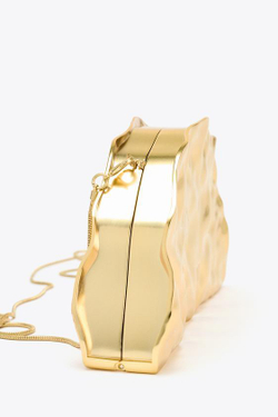 ZARA ЖЕСТКАЯ МЕТАЛЛИЗИРОВАННАЯ СУМКА, ЗОЛОТИСТЫЙ