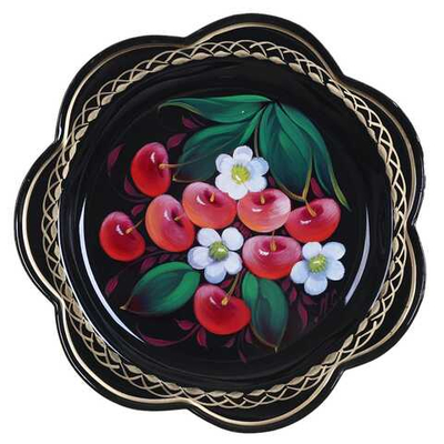 Жостовский поднос декоративный, размер 18 см (A1), металлический