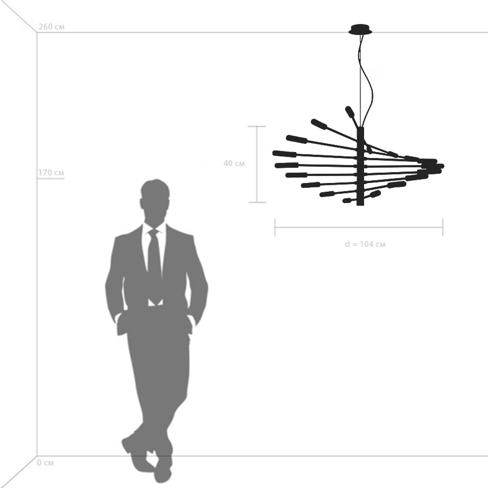 733187 Люстра RAGNO 18х40W G9 ЧЕРНЫЙ МАТОВЫЙ