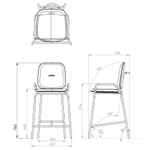 Стул полубарный LATITUDE Ror, 2 Frame, велюр, черный/зеленый/розовый