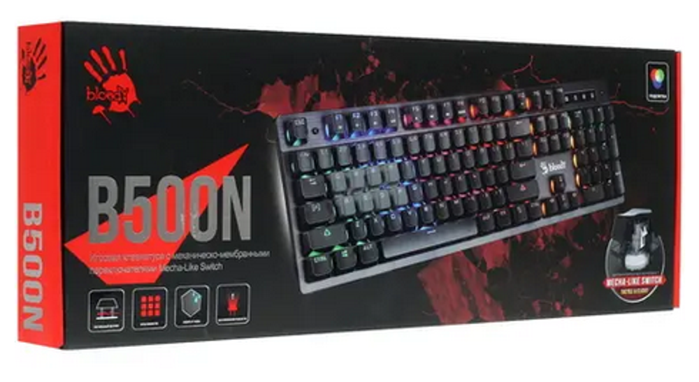 Клавиатура Bloody B500N Light Strike (LK), black, русская