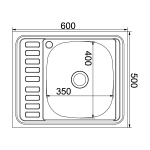 Мойка 60х50 (0,8) прав вып 3 1/2 MIXLINE 18см  с сифоном