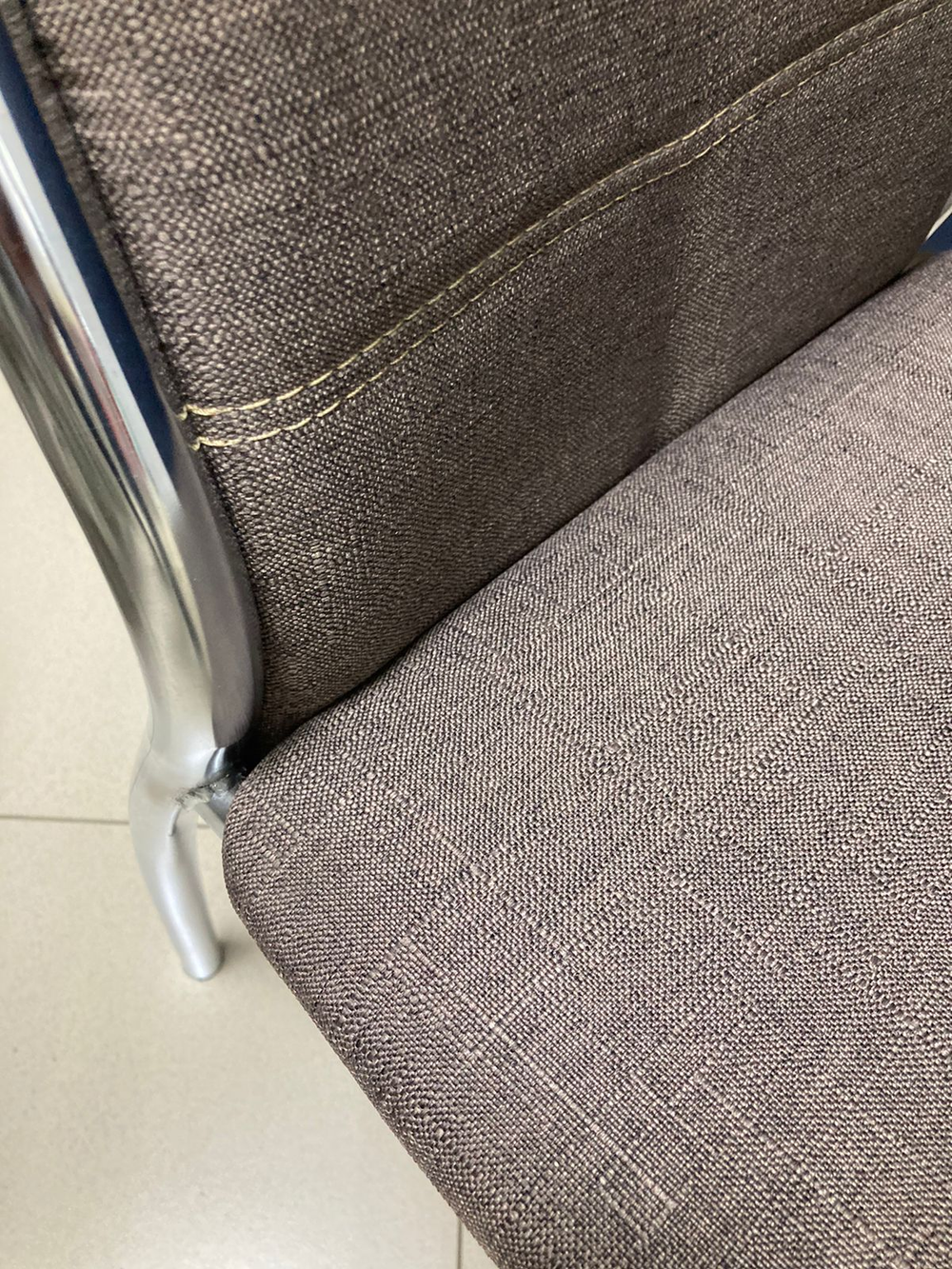 Стул Прага каркас хром квадрат Основание рогожка бурая