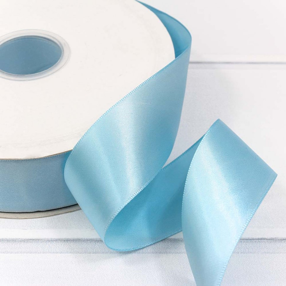 Лента Атласная 3,8см х 110м Полиэстер класс А (Голубой)