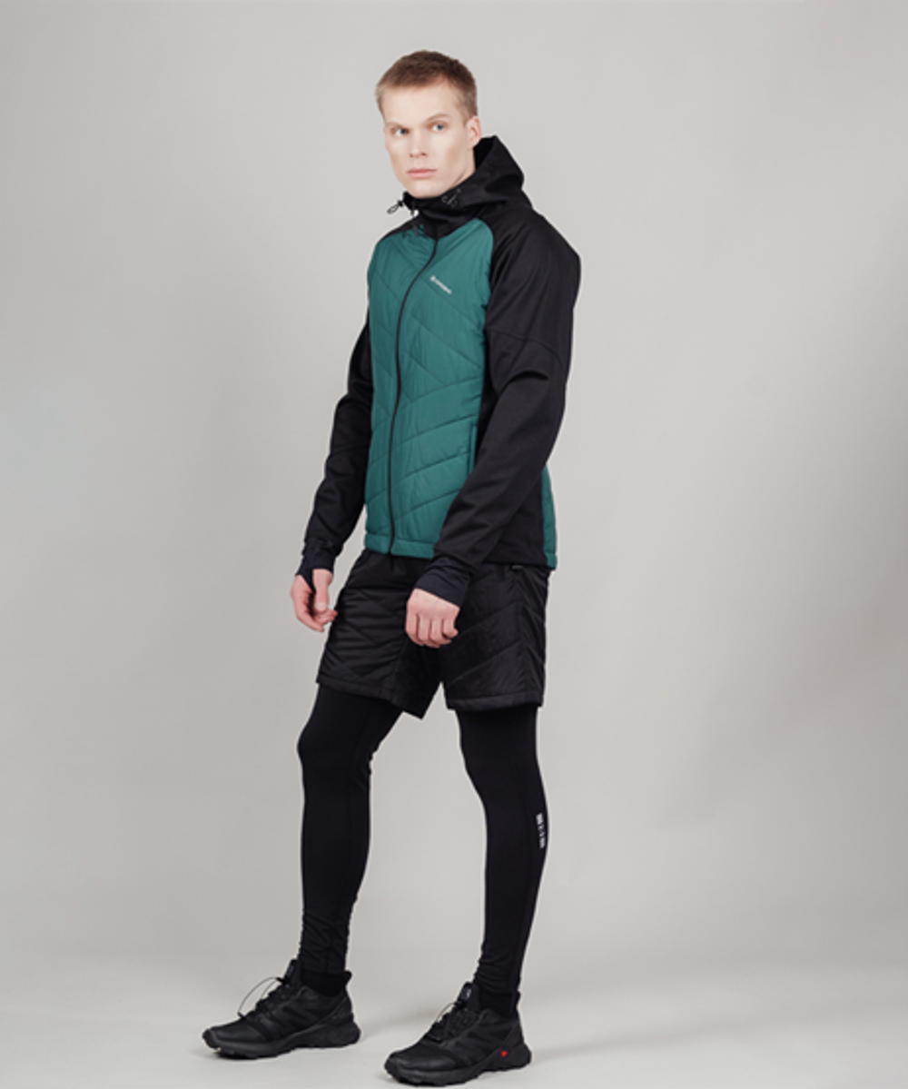 Куртка разминочная NORDSKI HYBRID HOOD Black/Alpine Green, мужская, NSM850430