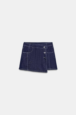 ZARA ЮБКА-ШОРТЫ ИЗ ДЕНИМА Z1975 С ЗАПÁХОМ, СИНИЙ