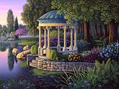 Беседка у реки - набор для вышивания крестом, 1980