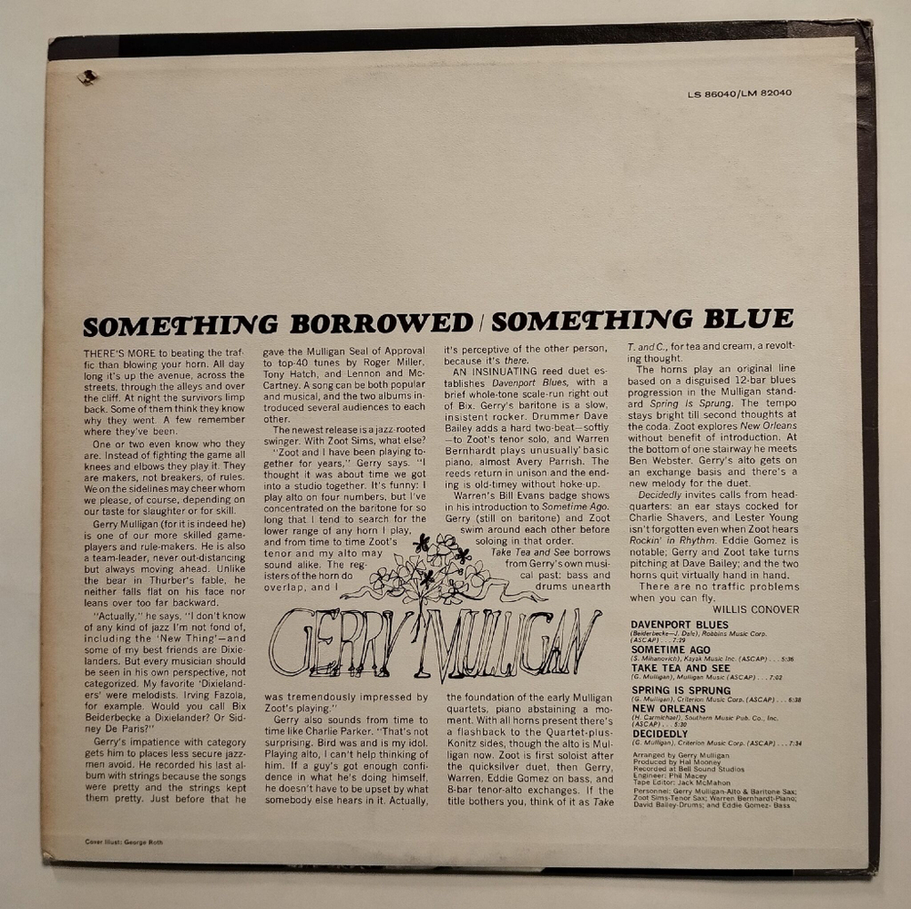 Винтажная виниловая пластинка LP Gerry Mulligan Something Borrowed Something Blue (USA 1966)