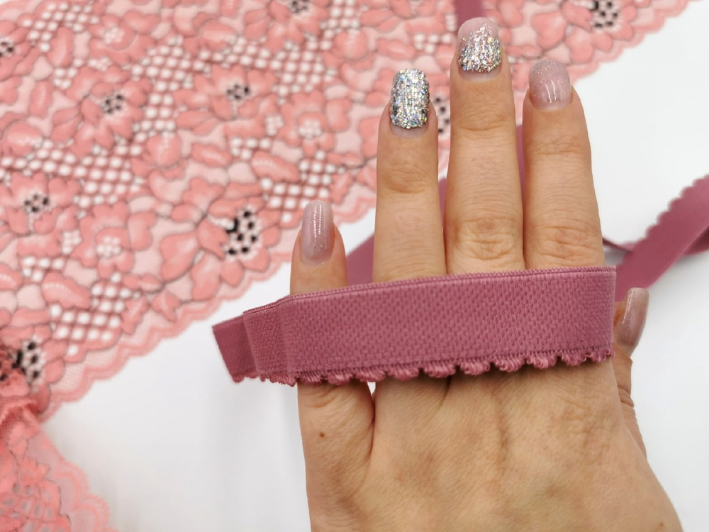 Отделочная резинка, с фестоном 20 мм, фламинго (грязно-розовый) (Арт: OTR605/20-026), м