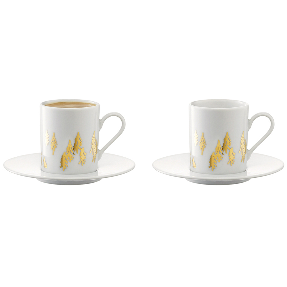 Набор чашек для кофе с блюдцами fir metallic, 100 мл, 2 шт.