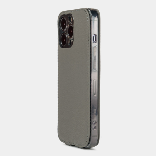 Чехол для iPhone 14 Pro Max из кожи теленка, серого цвета