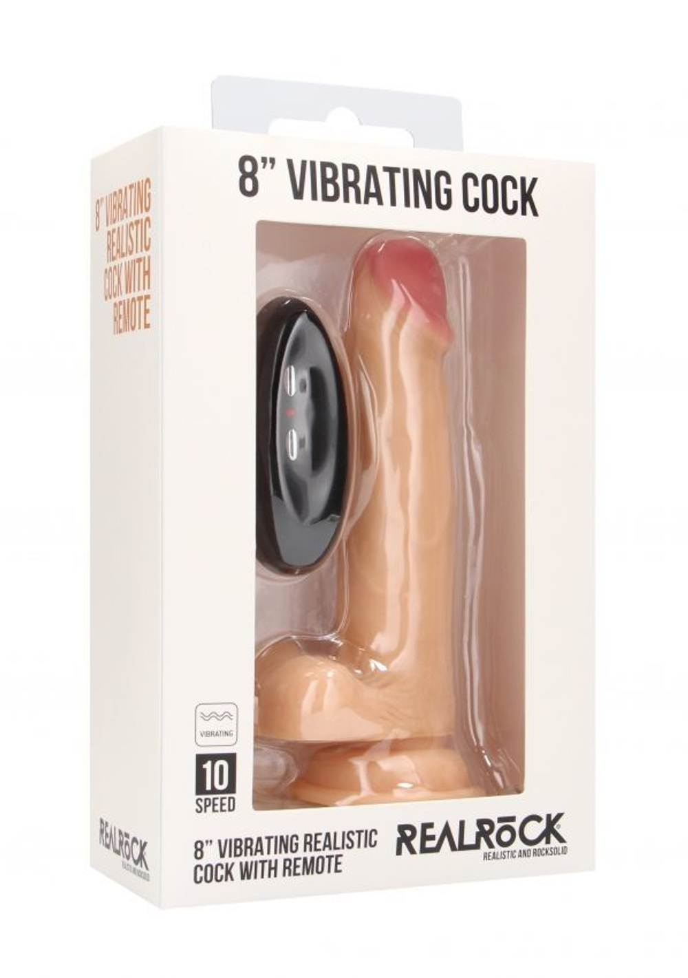 Телесный вибратор-реалистик Vibrating Realistic Cock 8  With Scrotum - 20 см.