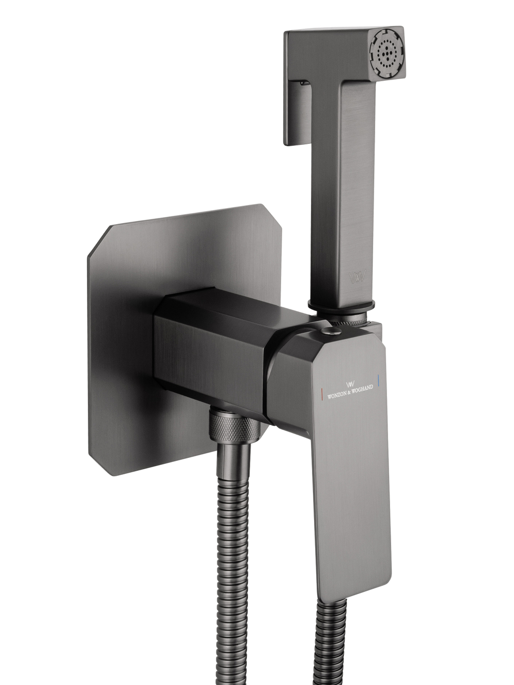 Смеситель с гигиеническим душем встраиваемый WONZON & WOGHAND DIAMOND, Темный графит (WW-88829011-BGM)