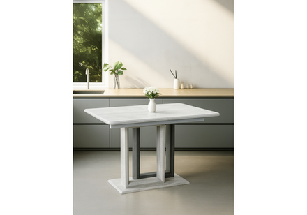 Стол деревянный Woodville на тумбе Санса 120 камень светлый, камень темный