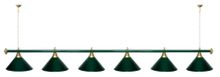 Лампа STARTBILLIARDS 6 пл. (плафоны антик медь,штанга красная,фурнитура золото)