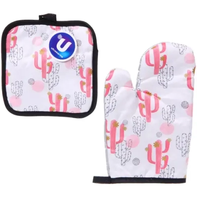 Прихватка в наборе с прихваткой-варежкой «Кактус», 25,5*15,5 см и 17*17 см, микс
