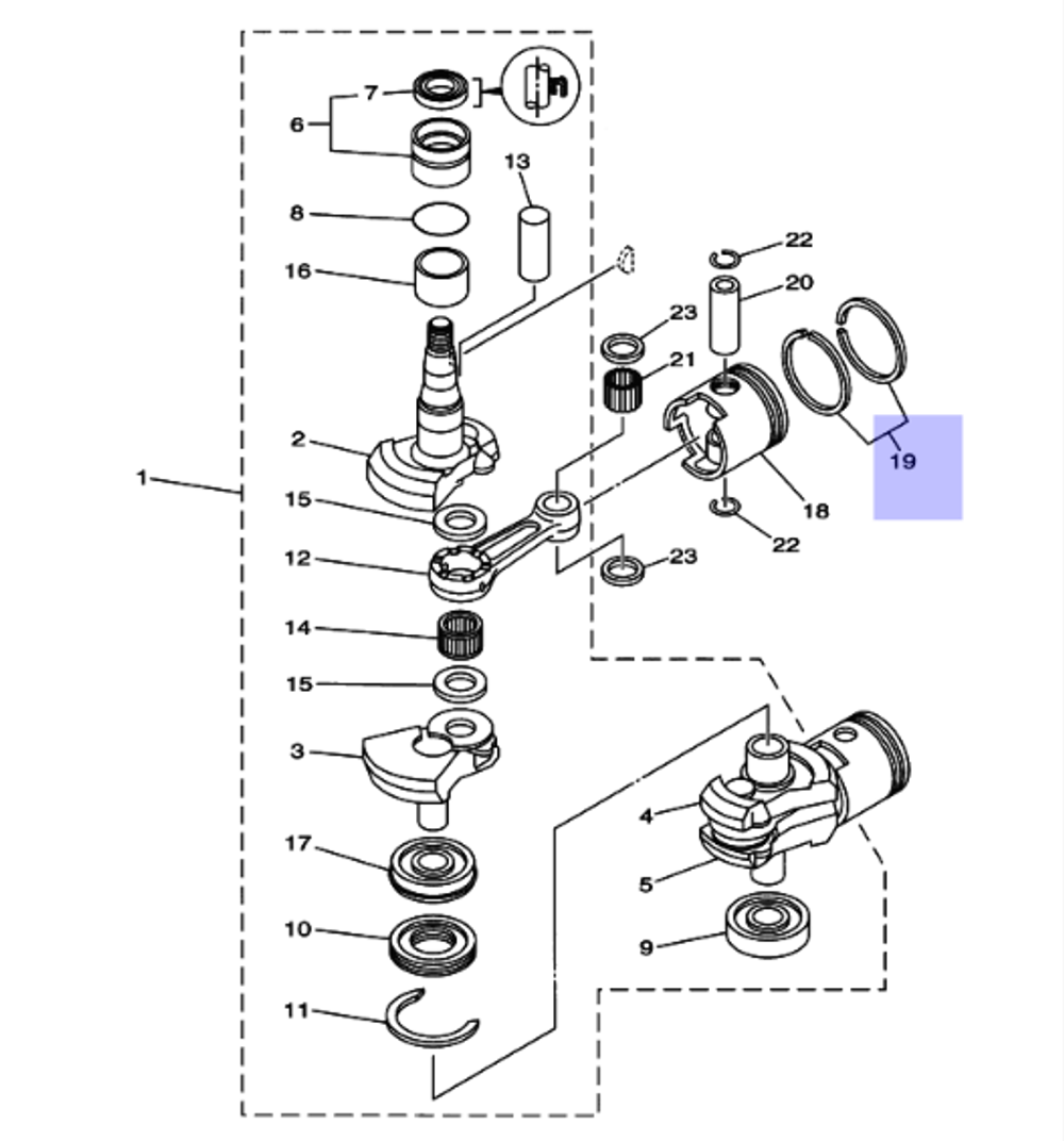 Кольца поршневые Yamaha 25/30лс 0.50MM (оригинальный арт. 61N116050000)