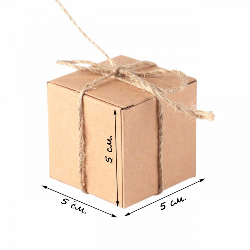 Коробочка 5х5х5 см. подарочная из натурального крафта сборная