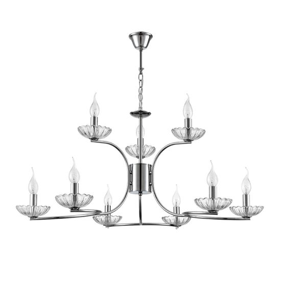 8155/9 CLASSI LN25 хром, металл/стекло Люстра подвесная Е14 9*40W 220V LOLINA