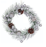 Венок новогодний d-20 см "Морозный иней" серебро