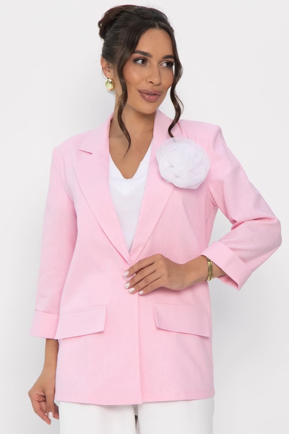 Пиджак льняной Мэрлин (розовый) Б15430-7М LT Collection