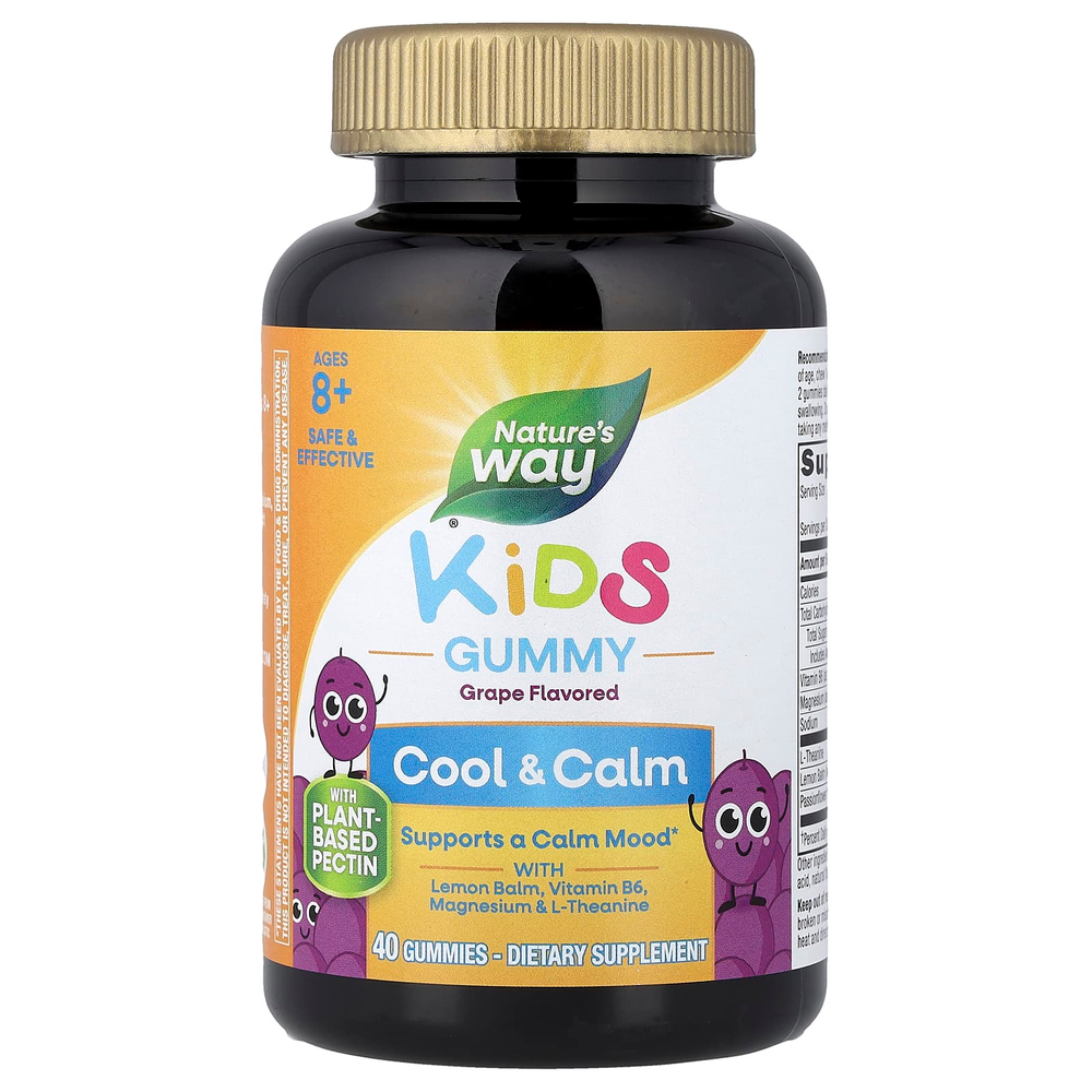 Nature's Way, Cool & Calm, жевательная таблетка для детей, от 8 лет, со вкусом винограда, 40 жевательных таблеток