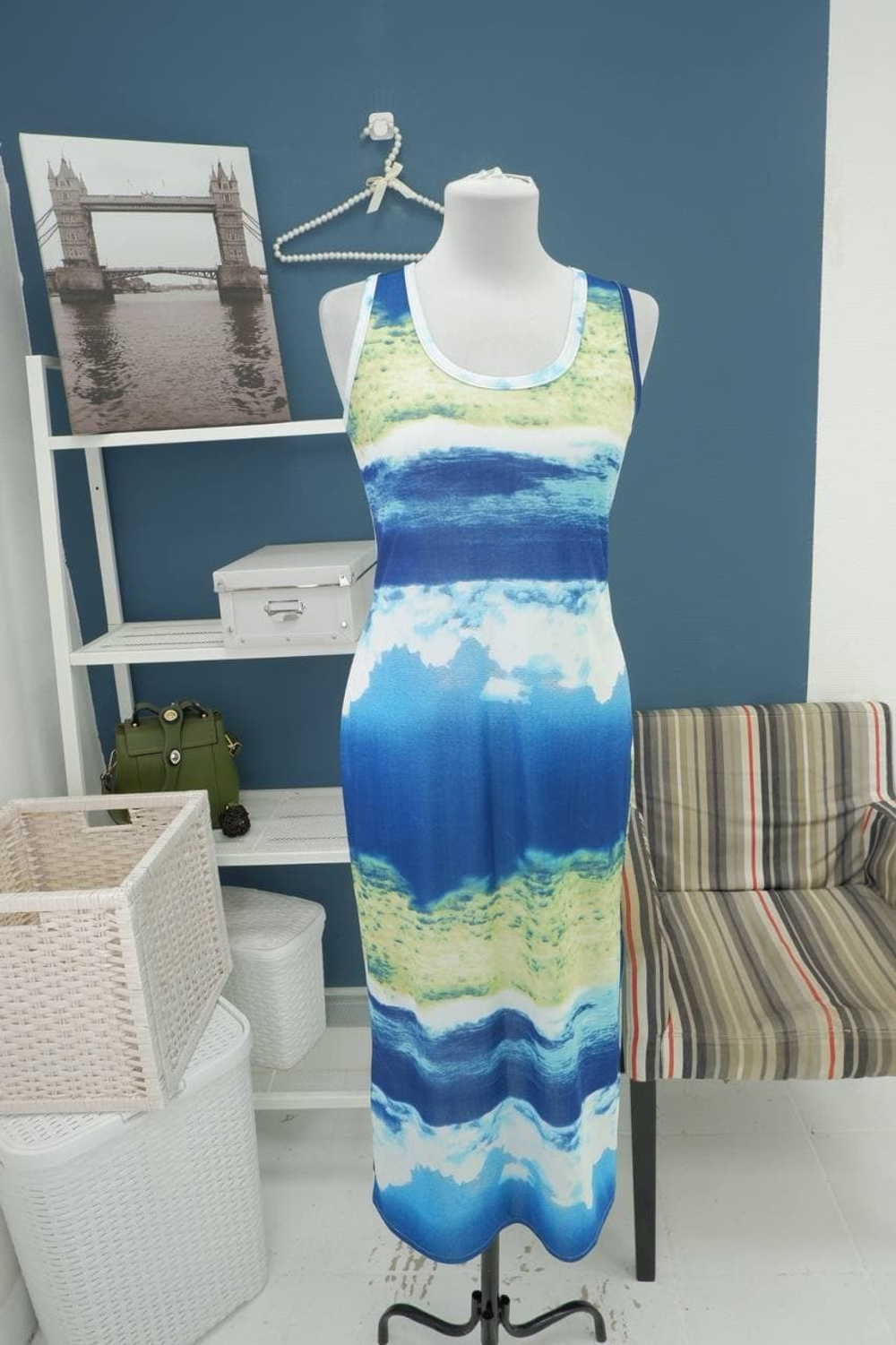 Платье акварельное макси 42 размер