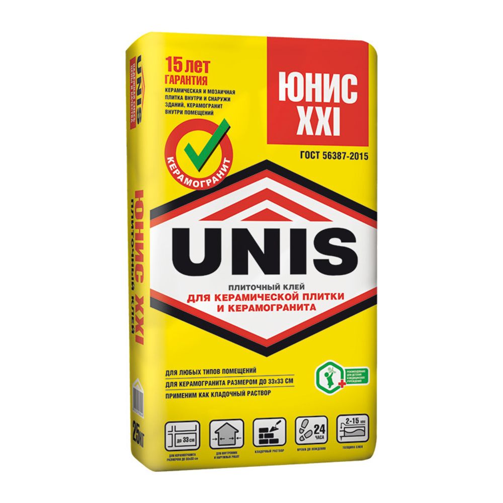 Клей плиточный Unis ХХI, 25 кг