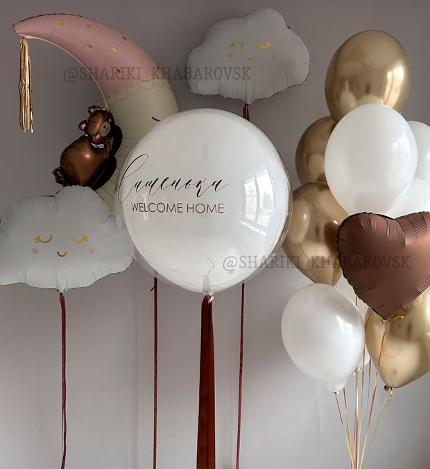 Воздушные шары на выписку для девочки №6096