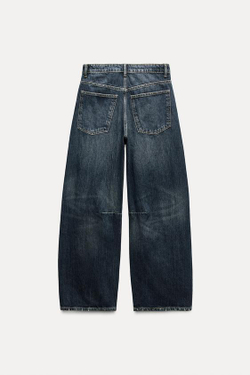 ZARA ДЖИНСЫ TRF BAGGY BALLOON СО СРЕДНЕЙ ПОСАДКОЙ, МОРСКОЙ СИНИЙ