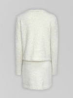 Костюм 6188 плюшевый из кардигана и юбки с золотыми пуговицами