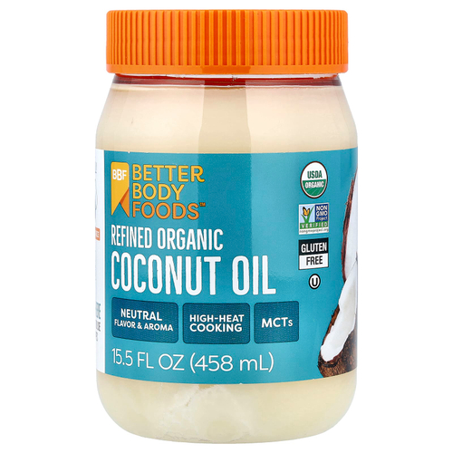 BetterBody Foods, рафинированное органическое кокосовое масло, 458 мл (15,5 жидк. унции)