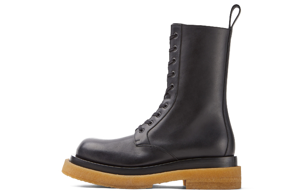 Bottega Veneta Military Calf Lace Up Boot Black