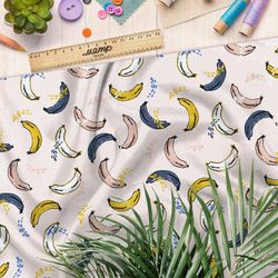 Ткань муслин разноцветные бананы