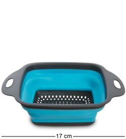 ЯЛ-06-25/3 Дуршлаг складной квадратный малый голубой