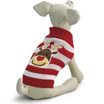 Свитер  "оленёнок" l, красно-белый, размер 35см, triol