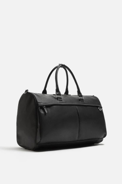 ZARA ДОРОЖНАЯ СУМКА ИЗ РЕЛЬЕФНОЙ ТКАНИ, ЧЕРНЫЙ