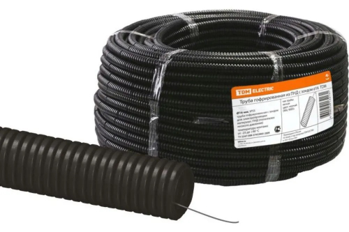 Гофра с зондом ПНД 16 черная TDM