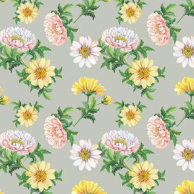 Хризантемы на сером