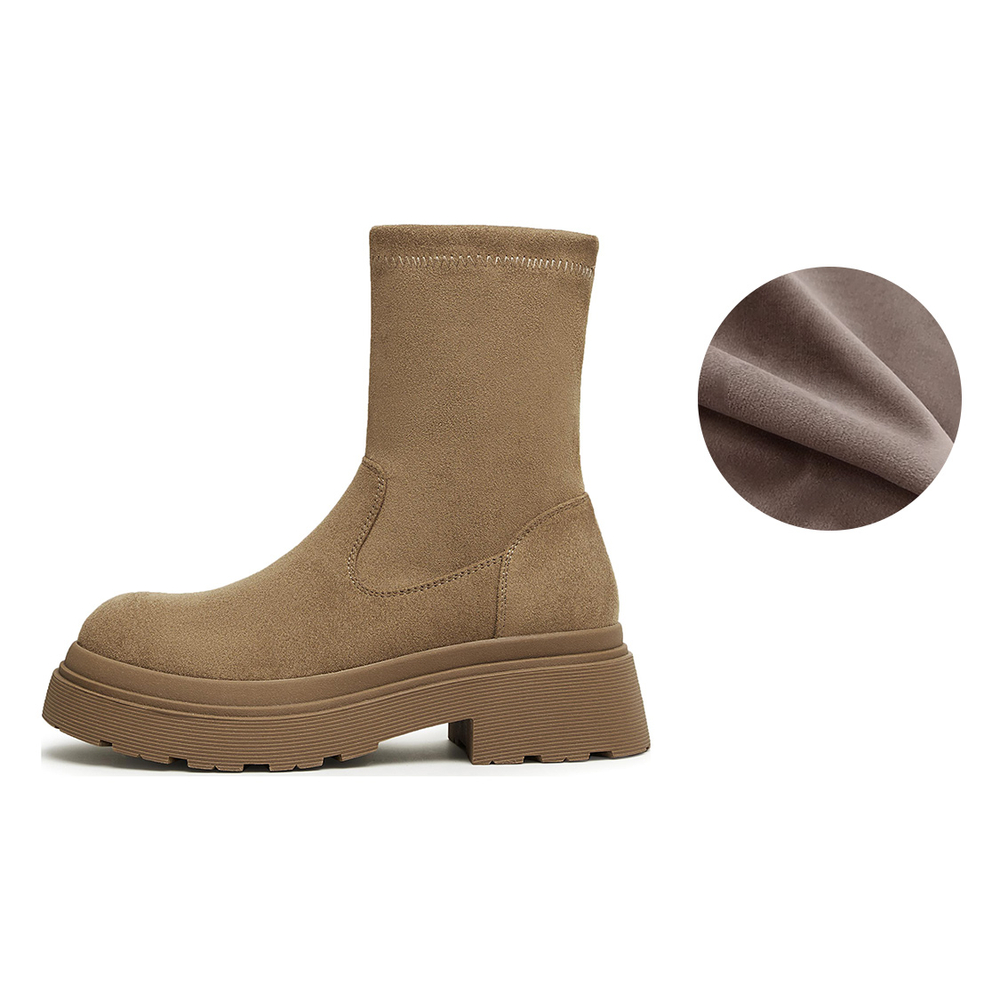 Teenmix Refined Luxury Thin Fleece Boots Crew Ankle Boots 4.5cm Women"s