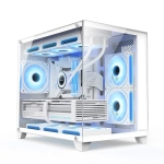 Компьютерный корпус Huntkey S960 StormX, Без БП, 0.6mm, 2xUSB2.0, 1xUSB3.0, HD-Audio, mATX, White