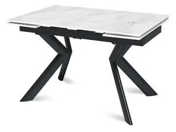 Стол "БРИДЖ" 120-180 керамика Snow Mountain Stone мат., опора черный муар
